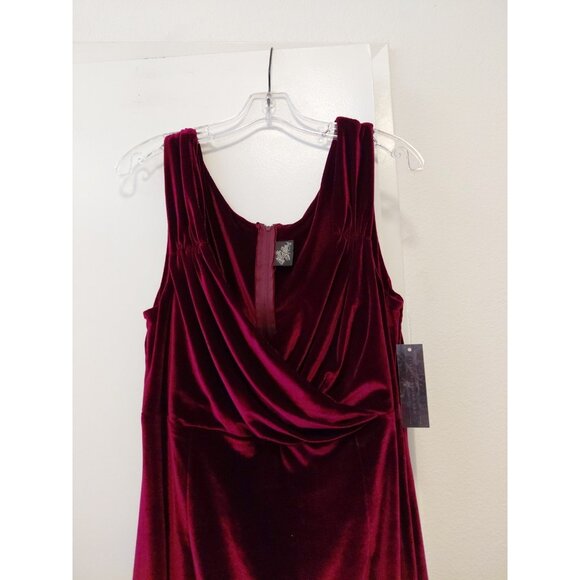New Rock Steady Velvet Sheath Dress Midi Sleeveless Burgundy 3X - Picture 3 of 10